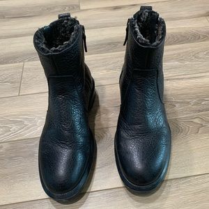 Aquatalia Leather & Shearling Weatherproof Boots black 7.5 winter dress zip up